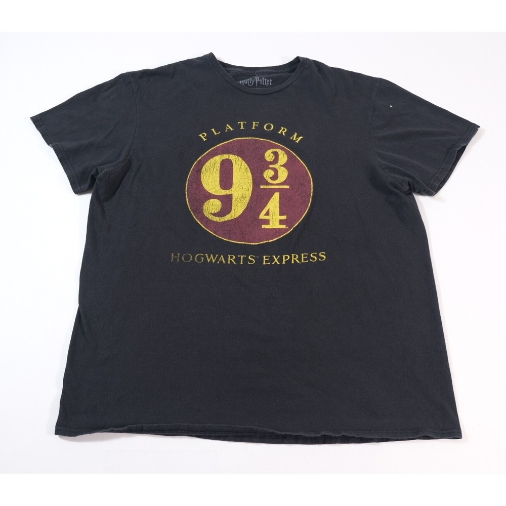 Harry Potter T-Shirt Womens L Black Platform 9 3/4 Hogwarts Express Graphic Tee
